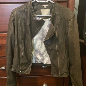 Genuine lambskin cropped jacket